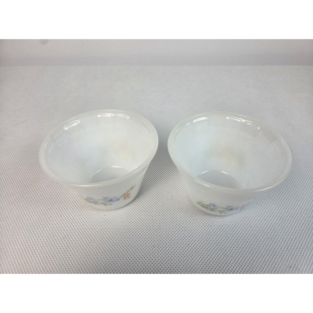 Lot of 2 Indopal Floral Milk Glass Custard Bowls No Lids Made in Indonesia - Picture 3 of 5